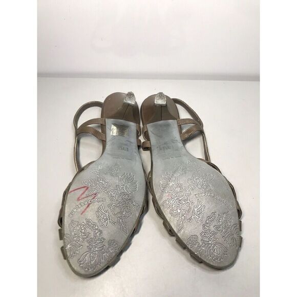 Salvador Sapena Brown Taupe Leather Peep Toe Strap Heels Women Sz 38EU/7.5US - Picture 10 of 11